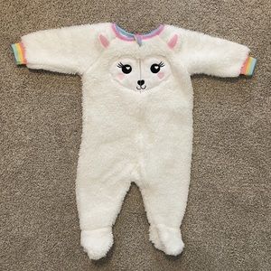 3-6M | Rainbow llama Sherpa baby footie